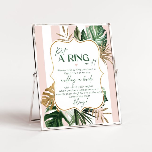 Pink green tropical chic dont say bride game poster (Creator Uploaded)