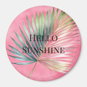 Pink Green Tropical Leaf Magnet