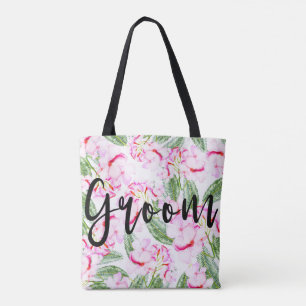 Pink Green Tropical Oasis Botanical GROOM / MR. Tote Bag