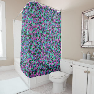 Pink Green turquoise Camouflage Camo Pattern  Shower Curtain