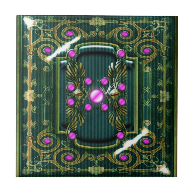 Pink green vintage victorian elegant tile (Front)