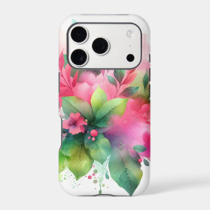 Pink Green Watercolor Botanical Bloom