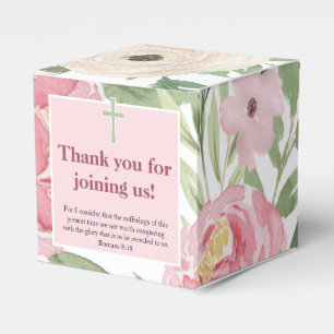 Pink Green Watercolor Floral Christian Favour Box