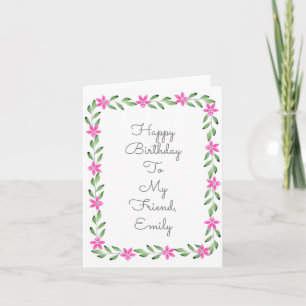 Pink Green Watercolor Floral Frame Card