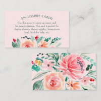 Pink Green Watercolor Flower Enclosure Card