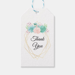 Pink & Green Watercolor Succulents Thank You Gift Tags