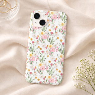 Pink Green Watercolor Wildflower Case-Mate iPhone 14 Case