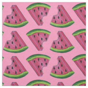 Pink Green Watermelon Fruit Melon Slice Fabric