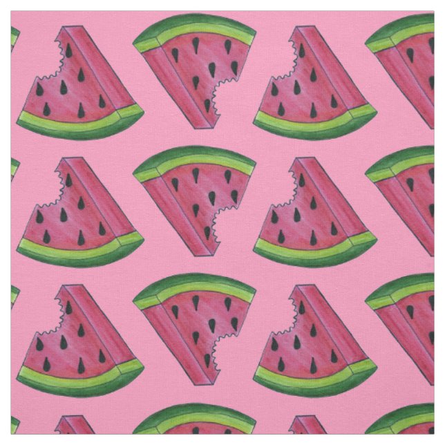 Pink Green Watermelon Fruit Melon Slice Fabric (Swatch)