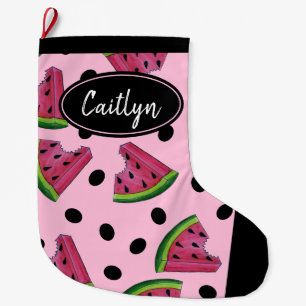 Pink Green Watermelon Melon Slice Wedge Fruity Large Christmas Stocking