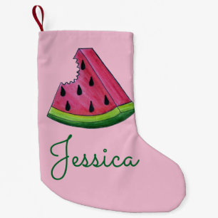 Pink Green Watermelon Melon Slice Wedge Fruity Small Christmas Stocking