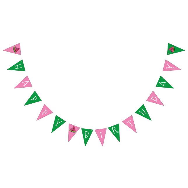 Pink Green Watermelon Slice Birthday Party Picnic Bunting (All)