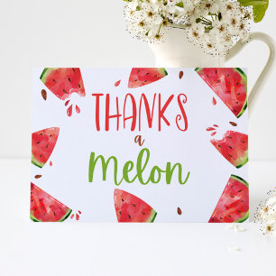 Pink Green Watermelon Thanks A Melon Thank You Card