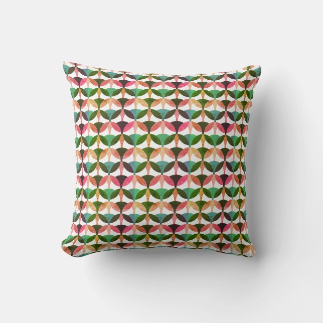 Pink Green Yellow and Orange Pattern Modern Cushion (Front)
