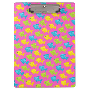 Pink Green Yellow Blue Fish Sea Animals Summer Clipboard
