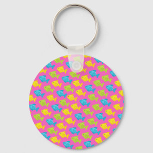 Pink Green Yellow Blue Fish Sea Animals Summer Key Ring