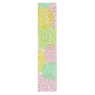 Pink Green Yellow Dahlia Mums Table Runner