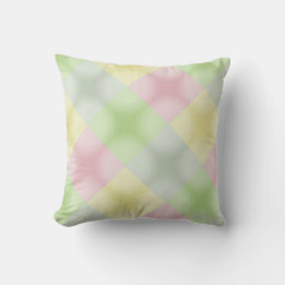 Pink Green Yellow Pastel Argyle Style Cushion