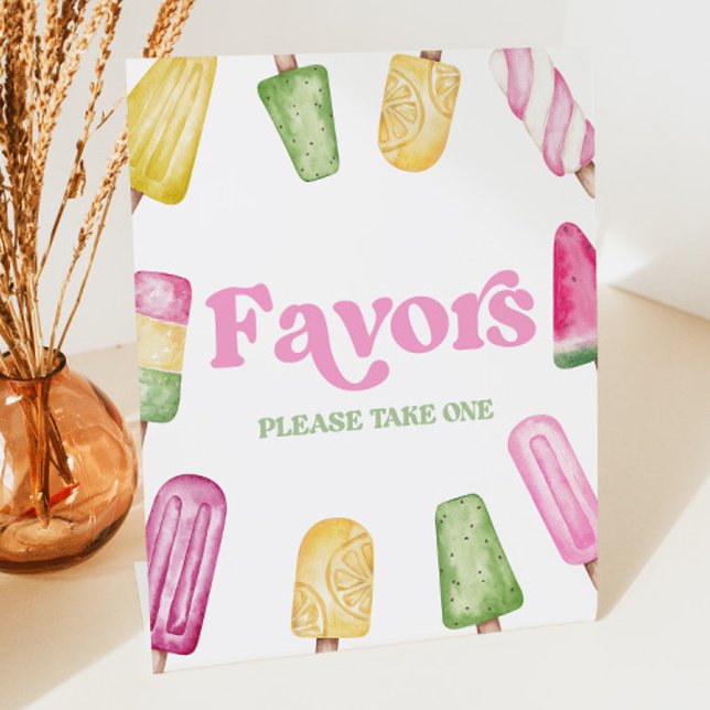 Pink Green Yellow Popsicle Party Favours Table Sig Pedestal Sign (Creator Uploaded)