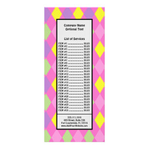 Pink Green Yellow Rhombuses Geometric Harlequin Rack Card