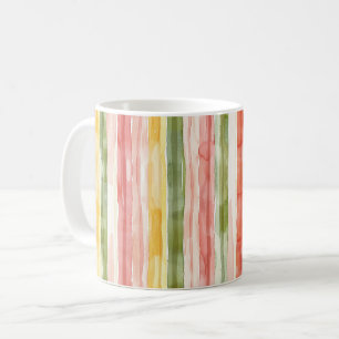 Pink Green Yellow Stripes Coffee Mug