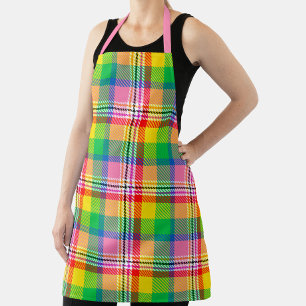 Pink Green Yellow Tartan Plaid Design  Apron