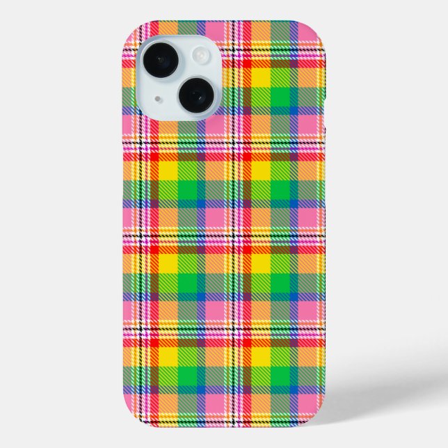Pink Green Yellow Tartan Plaid Design  Case-Mate iPhone Case (Back)