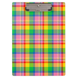 Pink Green Yellow Tartan Plaid Design Clipboard