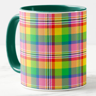 Pink Green Yellow Tartan Plaid Design  Mug