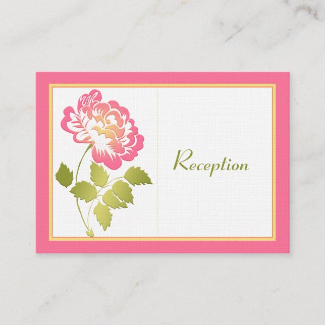 Pink, Green, Yellow, White Peony Enclosure Card (Front)