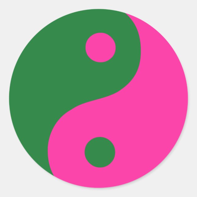 Pink & Green Yin Yang Symbol Classic Round Sticker (Front)