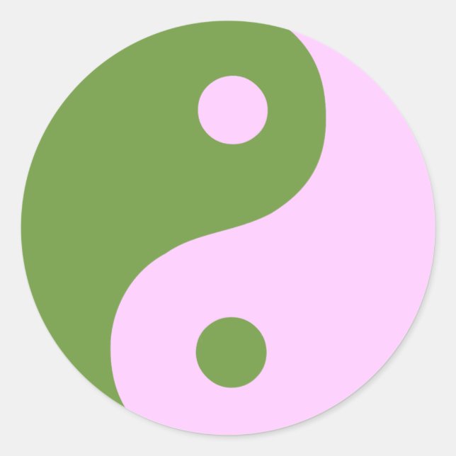 Pink & Green Yin Yang Symbol Classic Round Sticker (Front)
