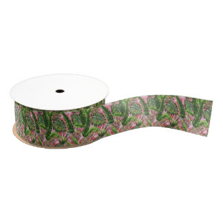 Pink Greenery Tropical Jungle Botanical Grosgrain Ribbon
