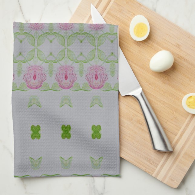 Pink Greens Tea Towel (Quarter Fold)