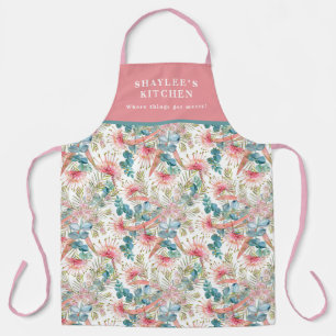Pink Grevillea And Eucalyptus  Apron