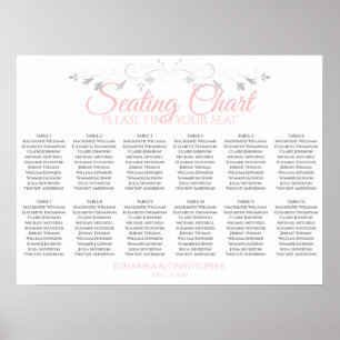 Pink & Grey 12 Table Wedding Seating Chart