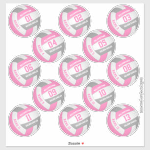 pink grey 13 custom players names volleyball