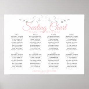 Pink & Grey 8 Table Wedding Seating Chart