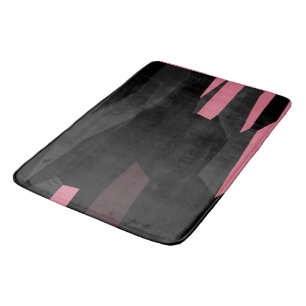 Pink Grey and Black Abstract Bath Mat