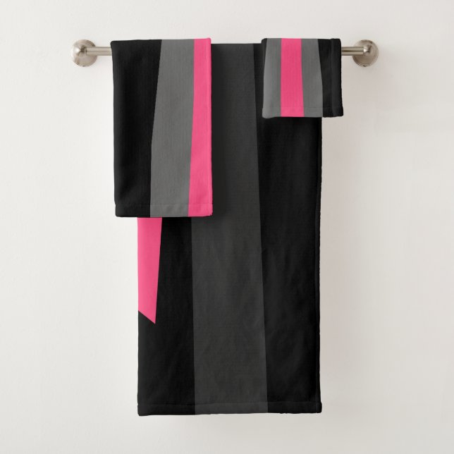 pink grey and black abstract    bath towel set (Insitu)