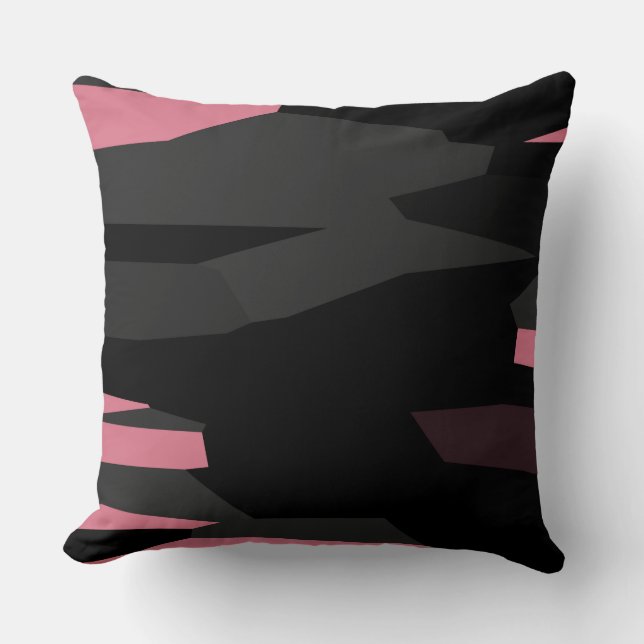 pink grey and black abstract  cushion (Front)