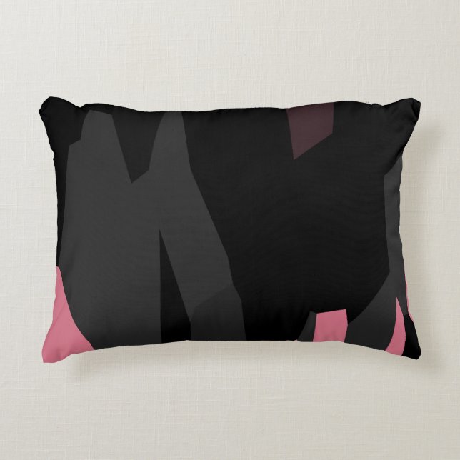 pink grey and black abstract  decorative cushion (Front)