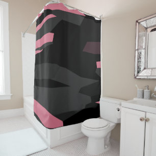 Pink Grey and Black Abstract Shower Curtain