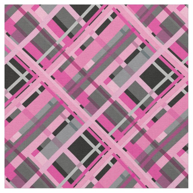 Pink, grey and black diagonal fabric (Close Up)