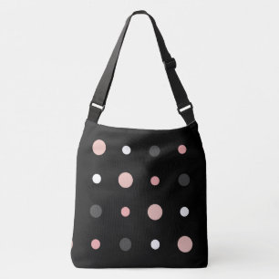 Pink, grey and black dots crossbody bag