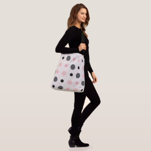 Pink, grey and black dots crossbody bag