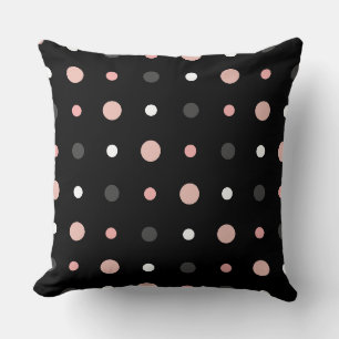 Pink, grey and black dots cushion