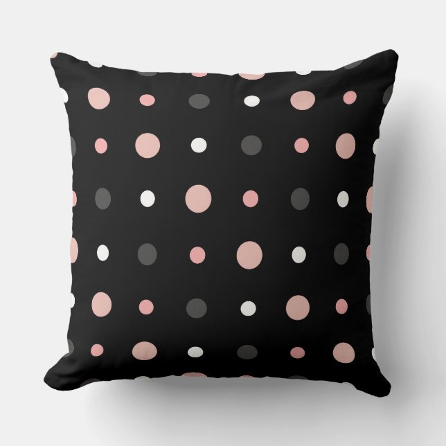 Pink, grey and black dots cushion (Front)