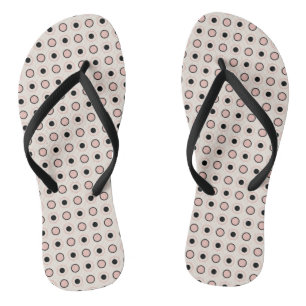 Pink, grey and black dots flip flops