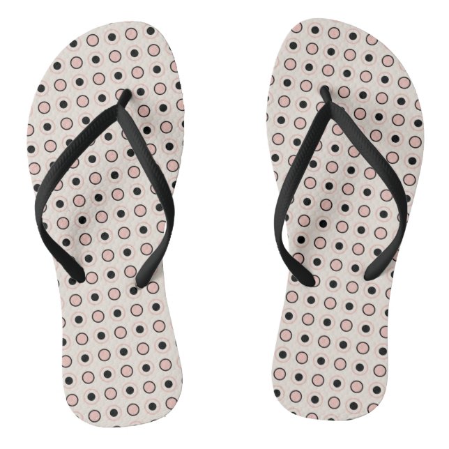 Pink, grey and black dots flip flops (Footbed)